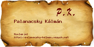 Palanacsky Kálmán névjegykártya